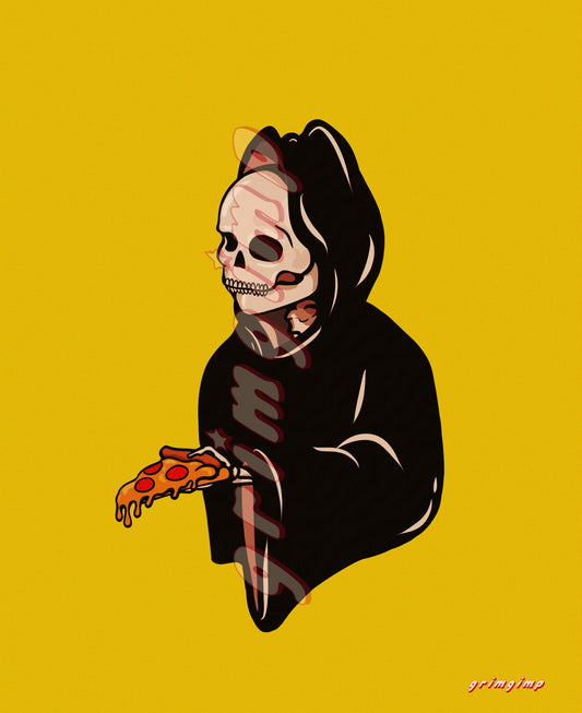 Pizza Party Grim Reaper matte print